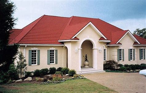 house color with red metal roof|red tile roof house colors.